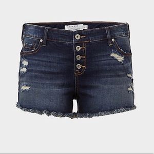 NWT TORRID BUTTON FLY DARK WASH SHORT